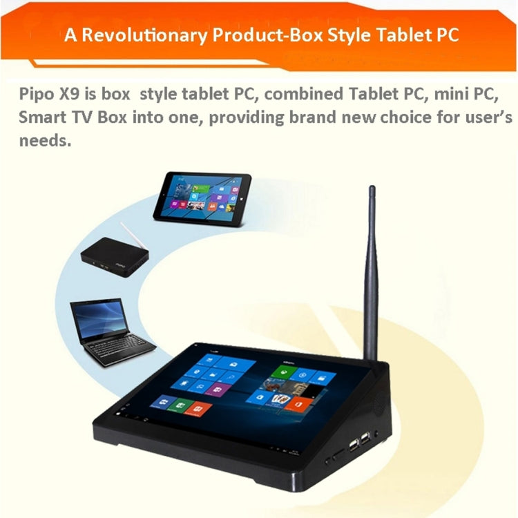 Pipo X9 TV Box 8,9 pouces Écran tactile Android 7.0 Tablette Mini PC, RK3288, Quad Core 1,8 GHz, RAM : 2 Go, ROM : 32 Go, Prise en charge WiFi / Bluetooth / Ethernet / HDMI / Carte TF