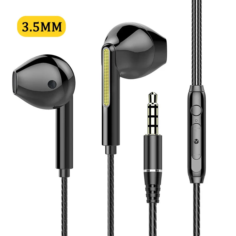 VAORLO 3.5mm/Type-C Wired Headphones Heavy Bass In Ear Earphone With Mic USB C Stereo Earbuds Gaming Headset For Samsung iPhone