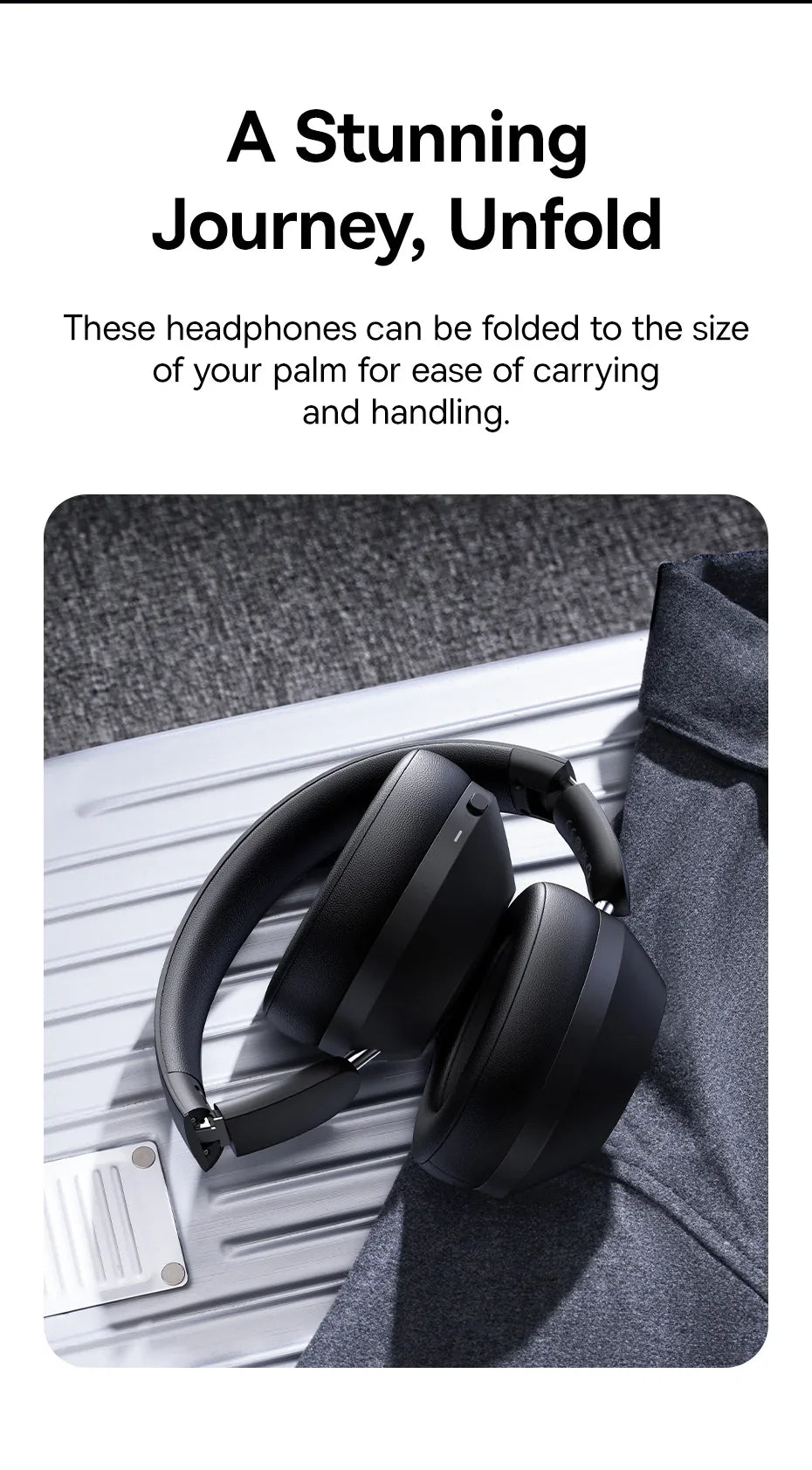 Casque Bluetooth sans fil Baseus Bass 30 Max – Bluetooth 5.3 – Écouteurs supra-auriculaires à diaphragme de 40 mm avec basses renforcées et latence ultra-faible – Autonomie 50h