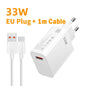 33W USB Charger Quick Charge Mobile Phone Power Adapter For Xiaomi Huawei 6A USB Type C Cable QC 3.0 Fast Charger Data Cable Set