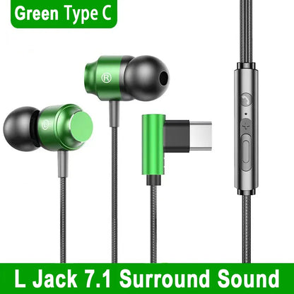 For Samsung 90° Jack Wired Gaming Headset HiFi Surround Sound With Mic Type C 3.5mm Music Headphones For Galaxy S24 23 iPhone 15