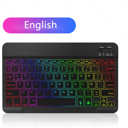 EMTRA Clavier et souris Bluetooth rétroéclairés pour iOS, Android, Windows, iPad, clavier portugais, clavier espagnol
