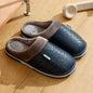 Pantoufles d'intérieur en cuir PU grandes tailles pour hommes, imperméables, plates, en fourrure, pour l'hiver, en coton, pour la chambre à coucher