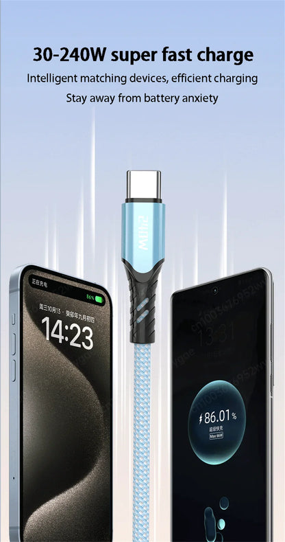 NNBILI 240W USB C Cable Power Wire QC4.0 for MacBook Samsung iPhone 15 16 USB C to C PD Cable 48V5A Fast Charging Type C Cable