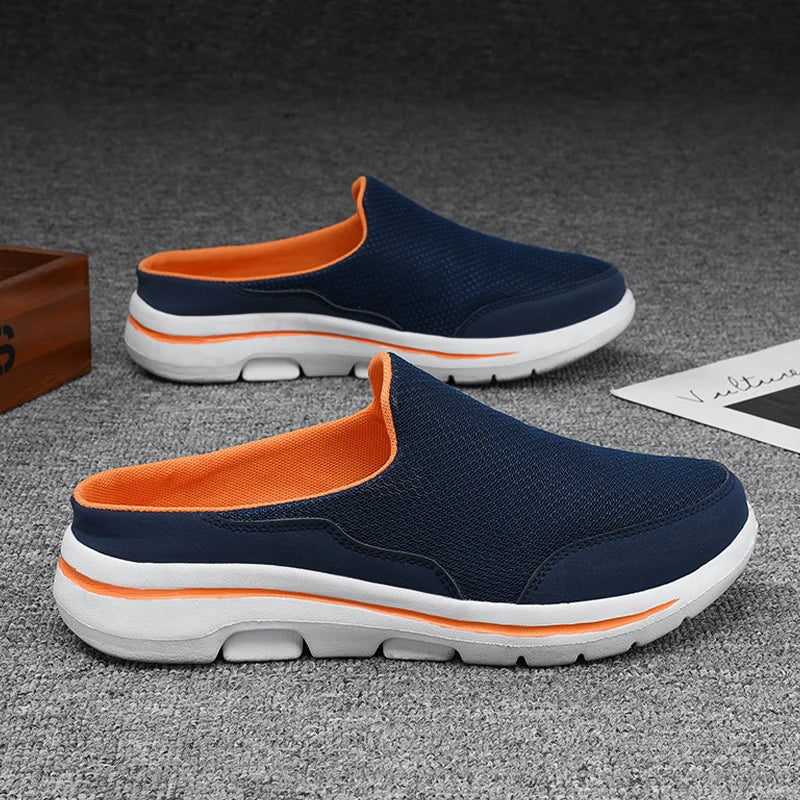 2024 Summer new breathable mesh shoes outdoor non-slip walking shoes comfortable sandals men half slippers casual loafers 35-48