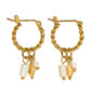 YACHAN 18K Gold Plated Stainless Steel Hoop Earrings for Women Natural Stone Pink Cute Charms Waterproof Jewelry