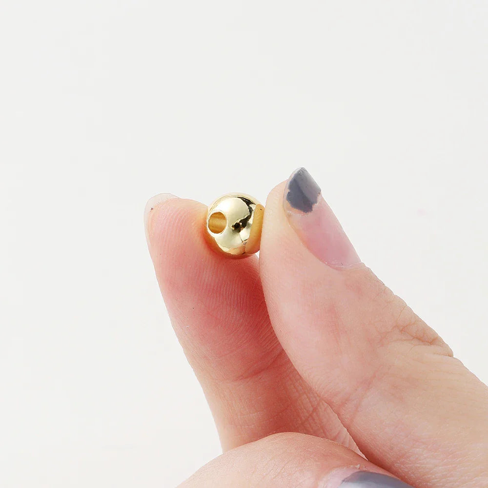 2-6mm 14k/18k Gold Plated Smooth Round Ball Brass Beads Loose Spacer Beads For DIY Jewelry Making Necklace Wholesale Findings