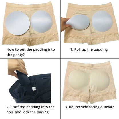 Culotte Remonte-Fesses Femme Faux Fessier Gaine Amincissante Rembourrée Sous-Vêtement Lady Remonte-Fesses Taille Haute Contrôle du Ventre Culotte de Hanches