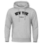 NEW YORK Letter U.S.A City Print Hoody Men Fashion Casual Long Sleeves Hooded Loose Oversize Pullover Hoodie Street Sweatshirt