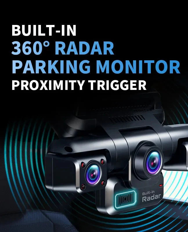 Car dash camera with advanced parking radar assistance