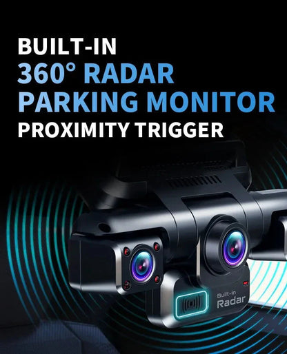 Car dash camera with advanced parking radar assistance