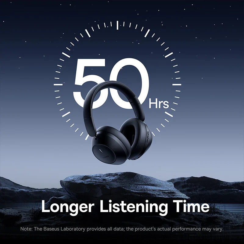 Casque Bluetooth sans fil Baseus Bass 30 Max – Bluetooth 5.3 – Écouteurs supra-auriculaires à diaphragme de 40 mm avec basses renforcées et latence ultra-faible – Autonomie 50h