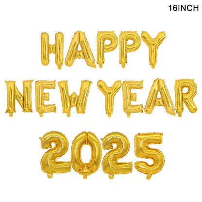 2025 Crown Number Foil Balloons Happy New Year Eve Party Decoration Photo Booth Props Supplies Christmas Home Decor Navidad 2024