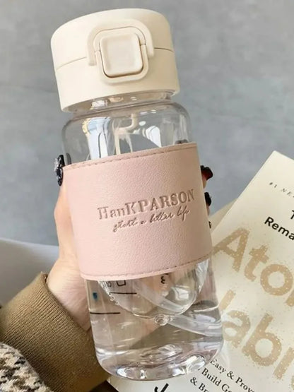 500ml Water Bottle with Straw Pop-Up Cover Leak-Proof Drinkware for Drinking Sippy Portable Cute Plastic Drinking Bottle