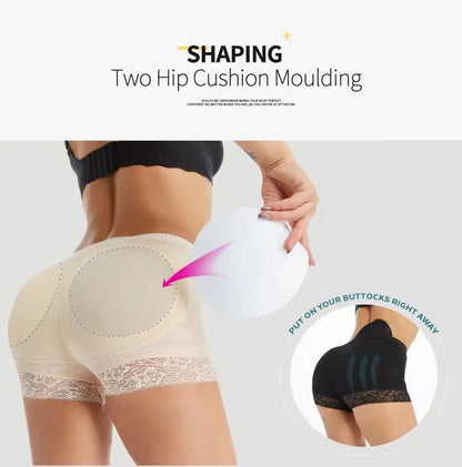 Culotte Remonte-Fesses Femme Faux Fessier Gaine Amincissante Rembourrée Sous-Vêtement Lady Remonte-Fesses Taille Haute Contrôle du Ventre Culotte de Hanches