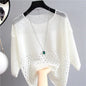 2022 new summer style loose cut out knitwear thin sun protection clothing women's round neck knitwear half-sleeved pullover