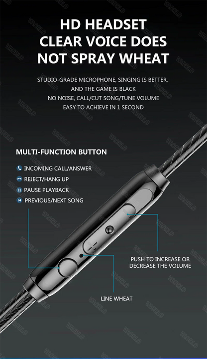 VAORLO 3.5mm/Type-C Wired Headphones Heavy Bass In Ear Earphone With Mic USB C Stereo Earbuds Gaming Headset For Samsung iPhone