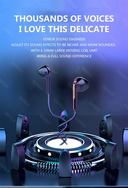 VAORLO 3.5mm/Type-C Wired Headphones Heavy Bass In Ear Earphone With Mic USB C Stereo Earbuds Gaming Headset For Samsung iPhone