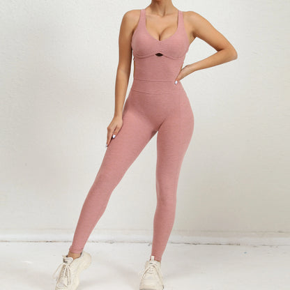 Women's Yoga Rompers One Piece Tummy Control Jumpsuit Padded Sports Bra Romper Fitness Sportwear
