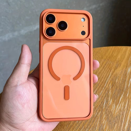 Coque MagSafe iPhone avec contour d'appareil photo orange