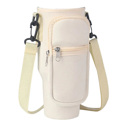 40oz Neoprene Water Bottle Carrier Bag For Stanley Quencher Cup Sleeve with Adjustable Shoulder Strap Water Bottle Holder Pouch