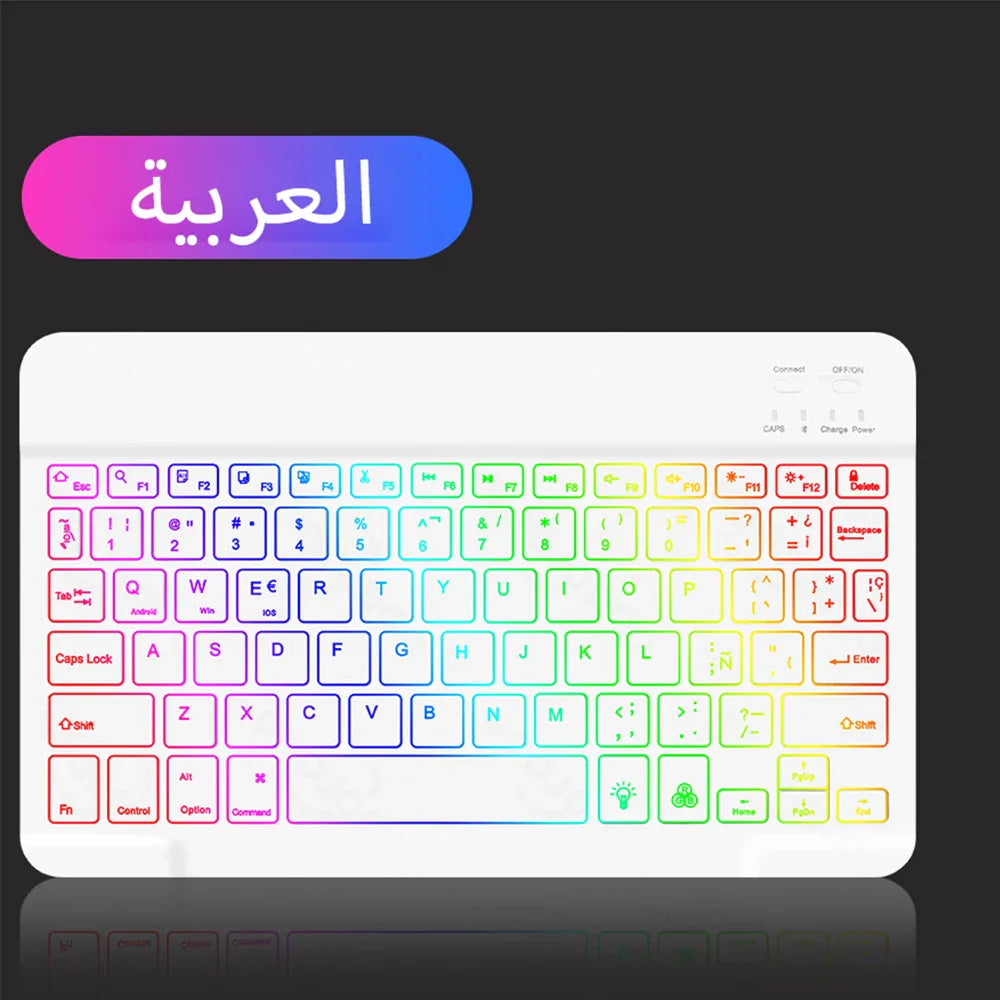 EMTRA Clavier et souris Bluetooth rétroéclairés pour iOS, Android, Windows, iPad, clavier portugais, clavier espagnol
