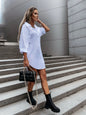 Women's Solid Color Button Front Shirt Dress - Casual Long Sleeve Lapel Dress for Spring & Fall