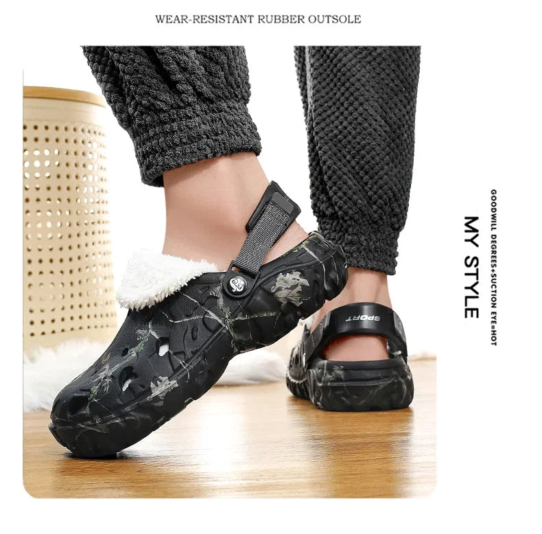 YRZL Winter Colgs Slippers Men's Shoes Men Beach Working Garden Shoe Home Soft Plush Slippers Bedroom Fuzzy Shoes Indoor Outdoor