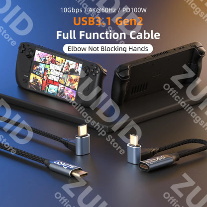 USB C to USB Type C 3.1 Gen2 10Gbps Thunderbolt 3 4K@60Hz Cable PD100W 5A Fast Charging Cable For MacBook Pro Steam Deck Samsung