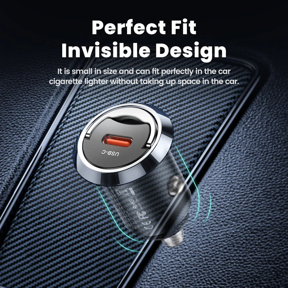 Toocki 45W USB C Car Charger for Samsung S23 S22 S21 Xiaomi Huawei QC PD Fast Charging Car Phone Charger for iPhone 15 14 13 12