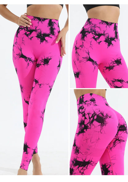 Women's Tie Dye Seamless Yoga Leggings High Waist Scrunch Butt Lifting Tights Soft&Stretchy Workout Skinny Pants