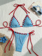 2025 Halter Wrinkled Weave Bikini Women Swimwear Female Swimsuit Two Pieces Bikini Set Brazilian Bathing Suit Swim Beach Wear