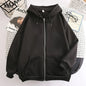 Men's Fleece Jackets Fashion Zipper Sweatshirts Spring Autumn Loose Casual Hoodies Women's Y2k Long Sleeve Solid Hooded Jacket
