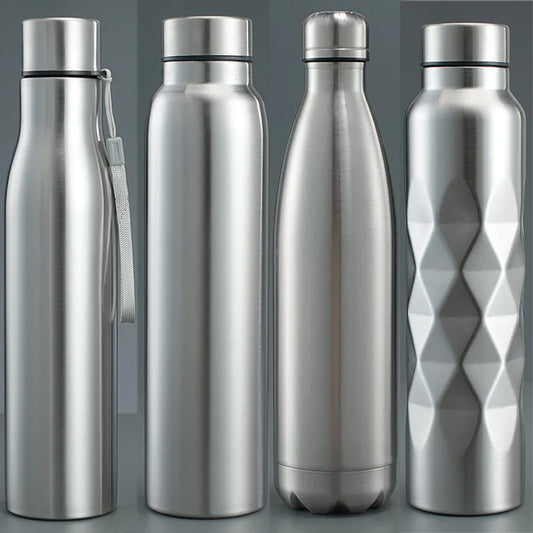 1pc 750ml/1000ml Stainless Steel Water Bottle, Large Capacity Portable Sports Bottles For Outdoor Camping Hiking Travel