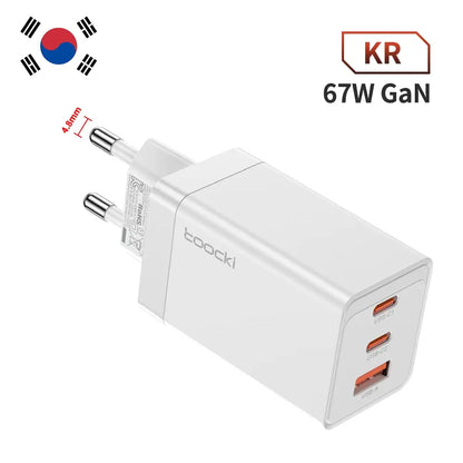 Toocki 67W GaN USB C Charger 65W Quick Charge QC 4.0 PD 3.0 45W Type C Fast USB Charger For iPhone 16 15 14  Pro Samsung MacBook
