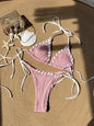 2025 Halter Wrinkled Weave Bikini Women Swimwear Female Swimsuit Two Pieces Bikini Set Brazilian Bathing Suit Swim Beach Wear