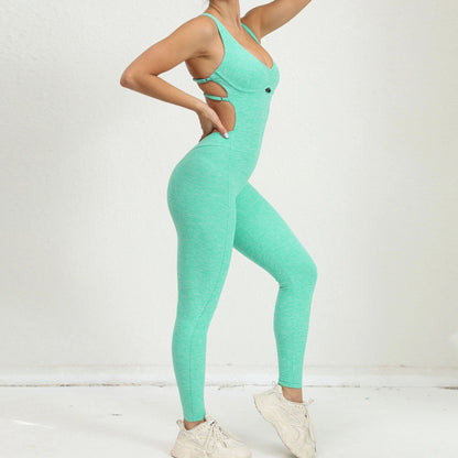 Women's Yoga Rompers One Piece Tummy Control Jumpsuit Padded Sports Bra Romper Fitness Sportwear