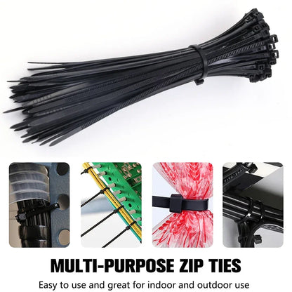 500/100Pcs Wholesale Plastic Nylon Cable Ties Self-locking Cord Straps Adjustable Cables Fastening Loop Home Office Wire Zip Tie