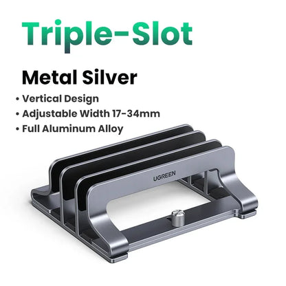 UGREEN Vertical Laptop Stand For MacBook Air Pro Triple Slots Aluminum Notebook Stand For MacBook Pro Tablet iPad Phone Holder