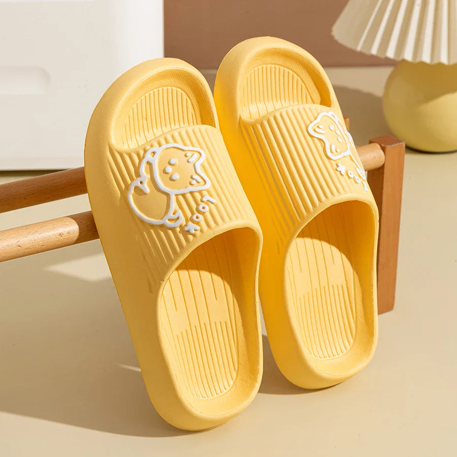 Women's Slippers Indoor Bathroom Anti-slip Home Cartoon Cute Little Dog Soft Sole Good Elasticity Summer Sandals Sool Flat Shoes