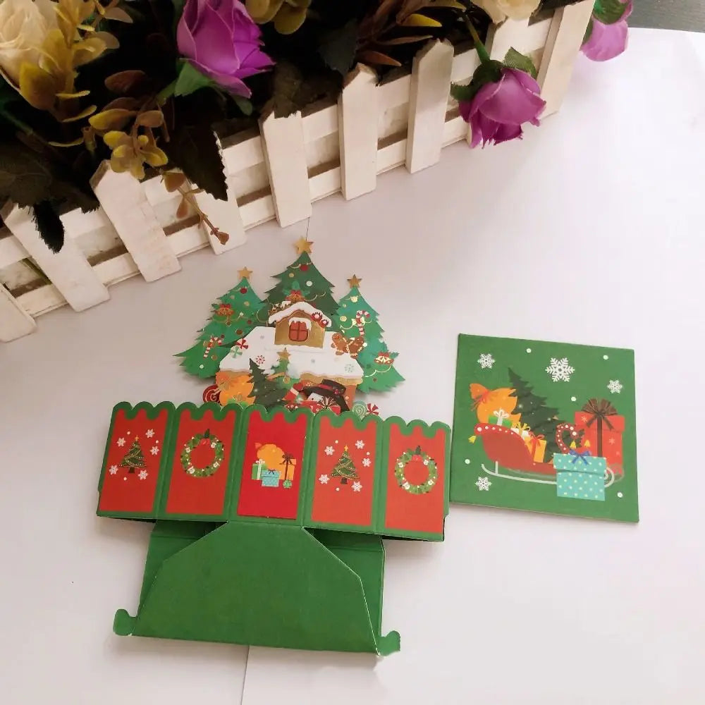 3D Pop Up Greeting Cards Merry Christmas Cards New Year Greeting Cards Blessing Postcard Swan Mermaid Thank You Cards Decor Gift