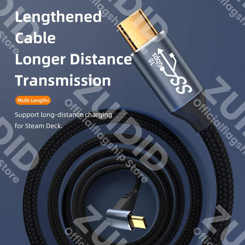 USB C to USB Type C 3.1 Gen2 10Gbps Thunderbolt 3 4K@60Hz Cable PD100W 5A Fast Charging Cable For MacBook Pro Steam Deck Samsung