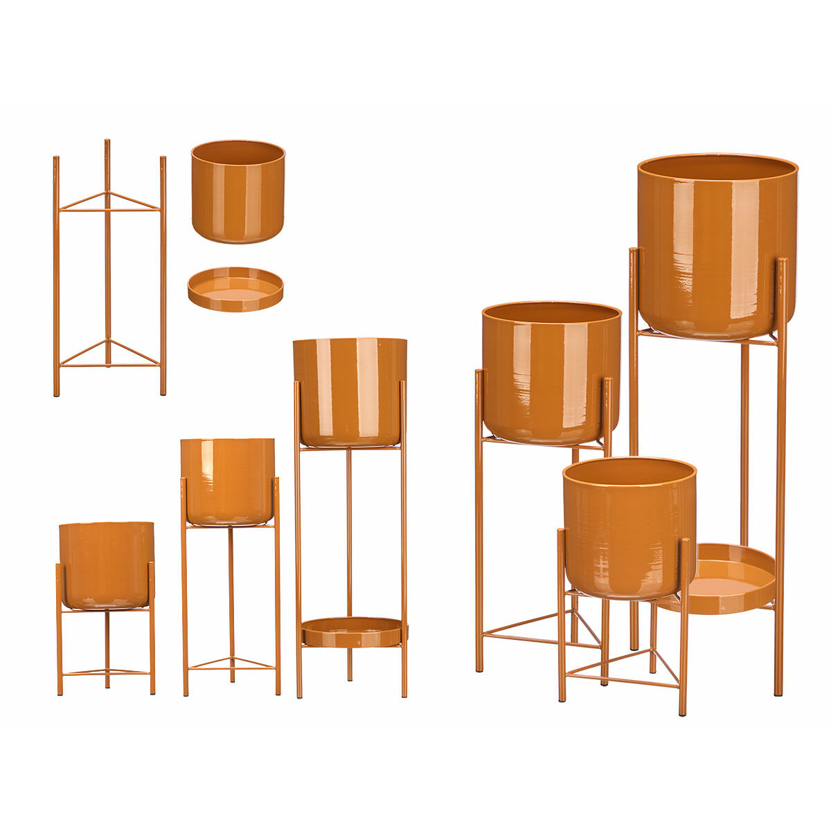 Set of Planters Gift Decor Tile Iron 3 Pieces (2 Units)