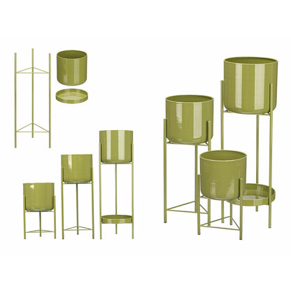 Set of Planters Gift Decor Green Iron 3 Pieces (2 Units)