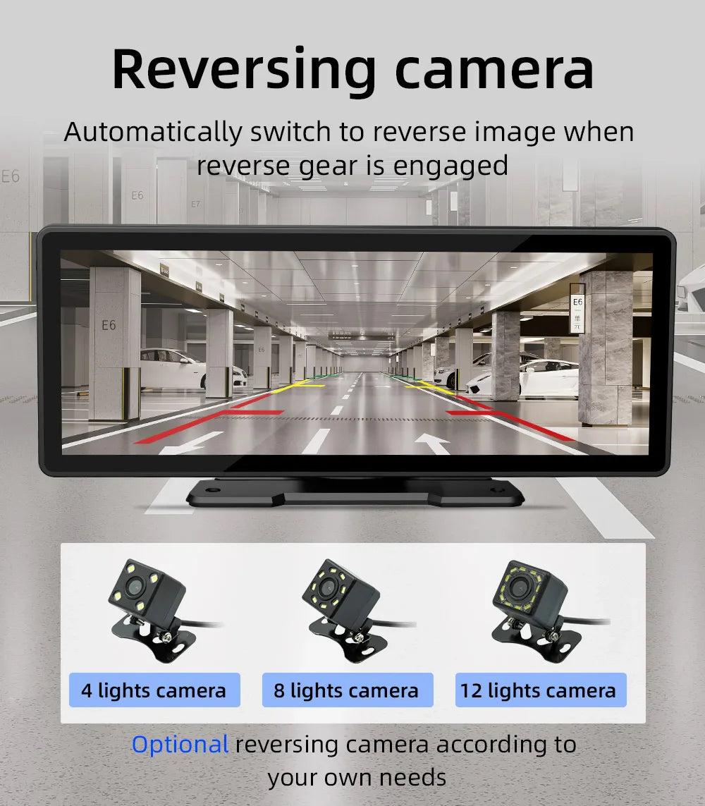 10.26 Inch Portable Wireless Carplay Screen HD Rear Reversing Camera Car Radio DVR MP5 Multimedia Video Player Android Auto