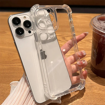 Étui antichoc transparent de luxe pour iPhone 15 14 13 12 11 Pro Max X Xs XR Max 7 8 Plus Coque pare-chocs