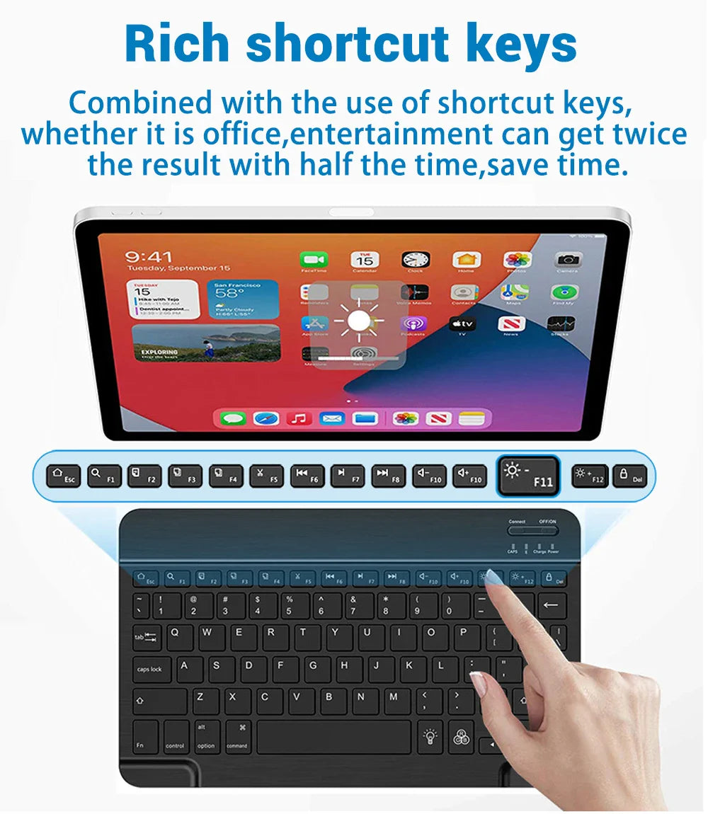 EMTRA Clavier et souris Bluetooth rétroéclairés pour iOS, Android, Windows, iPad, clavier portugais, clavier espagnol