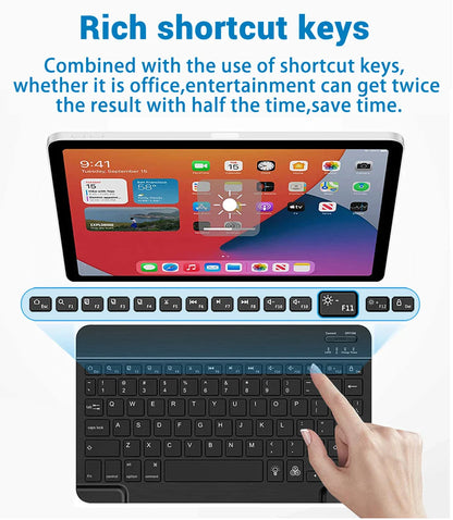 EMTRA Clavier et souris Bluetooth rétroéclairés pour iOS, Android, Windows, iPad, clavier portugais, clavier espagnol