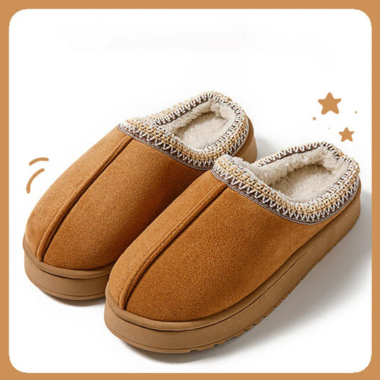 Chaussons d'intérieur bohèmes d'hiver en peluche avec conception antidérapante et chaude pour des pieds confortables