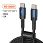 Toocki 60W/100W Type C to USB C Cable PD 3.0 Quick Charge Fast Charging Type C to Type C For Huawei Xiaomi Samsung Laptop